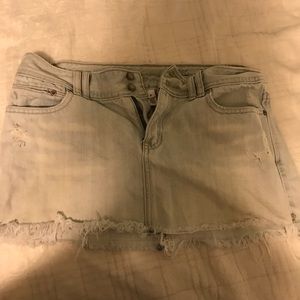 Light wash denim mini skirt